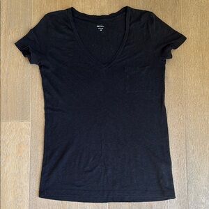 J. Crew Black Fitted Linen Short Sleeve T-Shirt